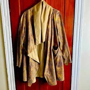 EUC: Rachel Zoe Reversable Draped Snake Print and Tan Coat Size